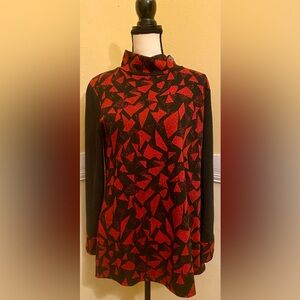 Geometric Red and Black Women's Top, Long Sleeve; never worn; perfect condition.